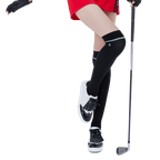 GoPlayer女高爾夫膝上襪(黑銀)