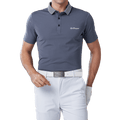 GoPlayer Men's Elastic Quick Dry Short Sleeve Top (Striped Collar Gray)