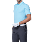 GoPlayer男彈性快乾短袖上衣(冰藍肩網)