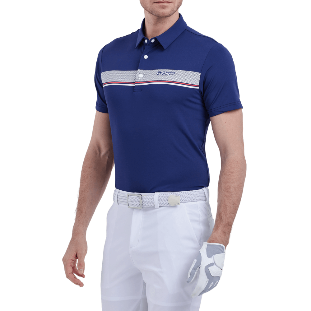 GoPlayer男彈性透氣短袖上衣(深藍)