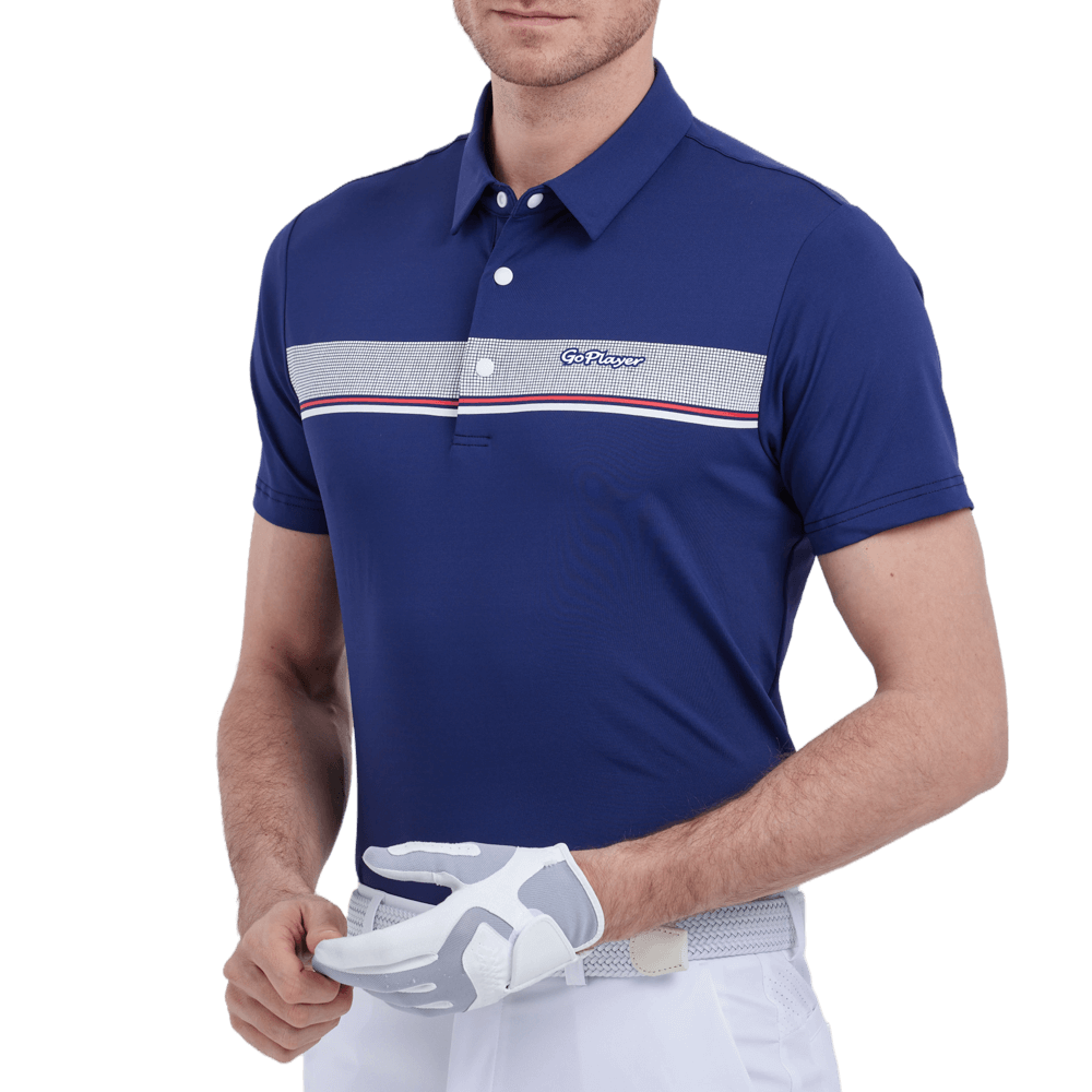 GoPlayer男彈性透氣短袖上衣(深藍)