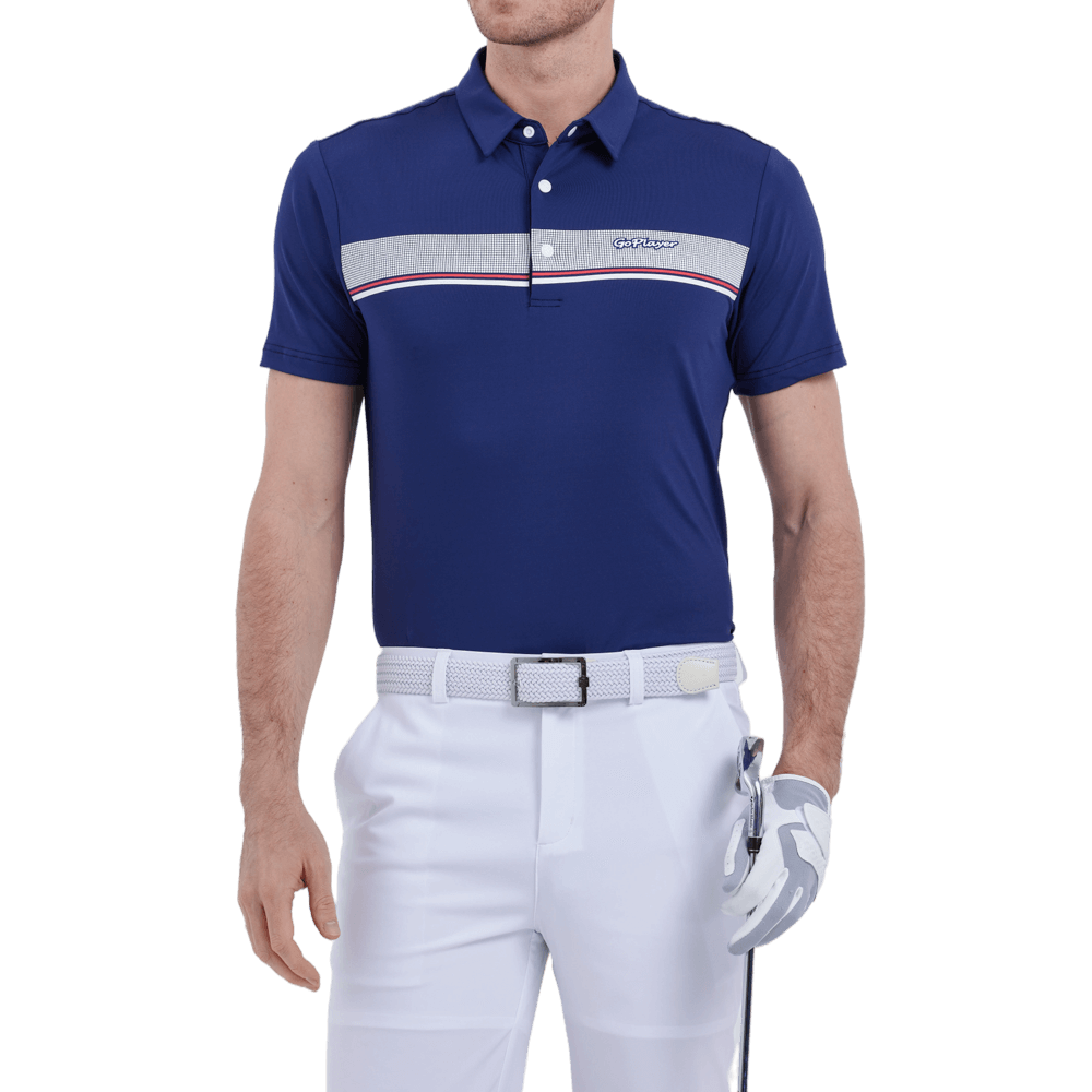 GoPlayer男彈性透氣短袖上衣(深藍)