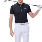 GoPlayer男涼感緹花短袖上衣(黑)