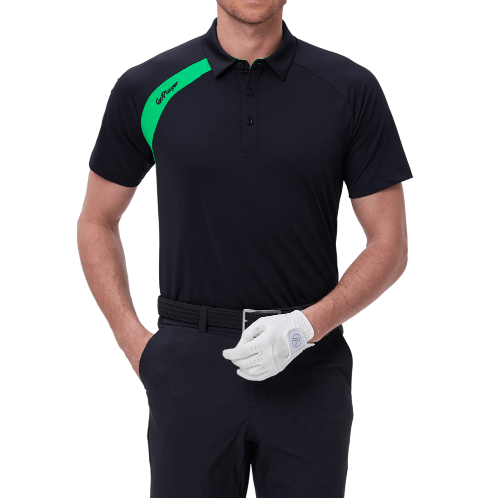 GoPlayer男高爾夫撞色短袖(黑)