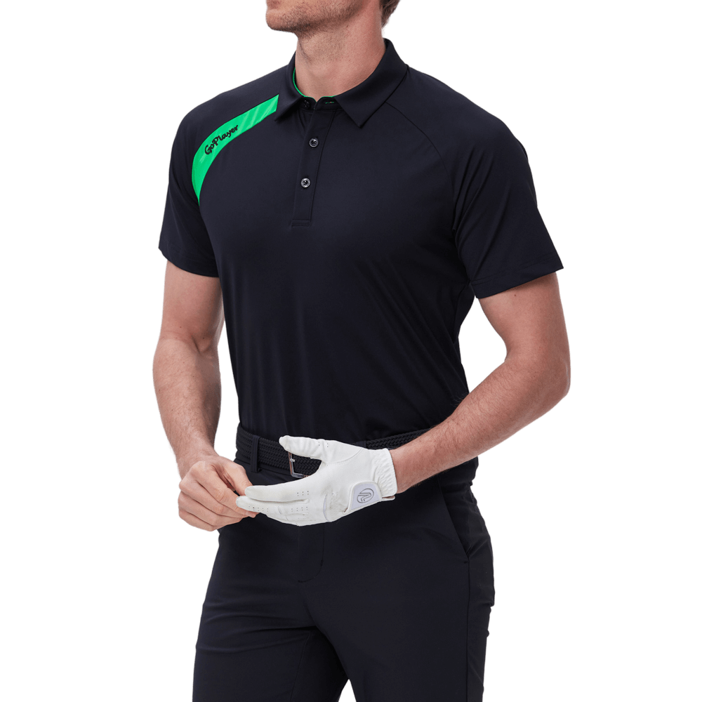 GoPlayer男高爾夫撞色短袖(黑)