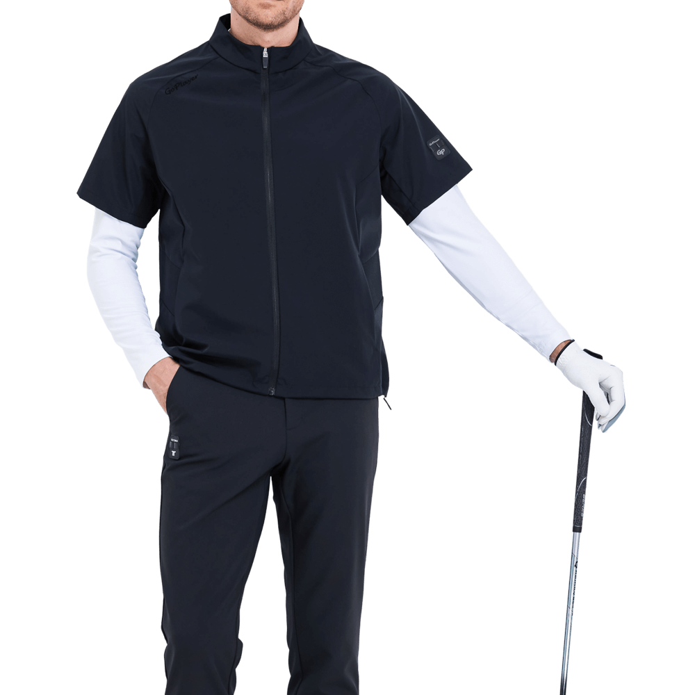 GoPlayer男高爾夫短袖運動背心(黑)