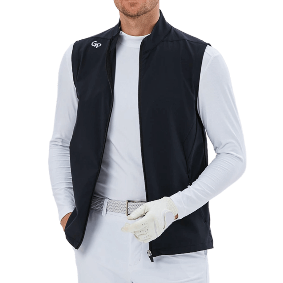 GoPlayer男高爾夫防潑水運動背心(黑)