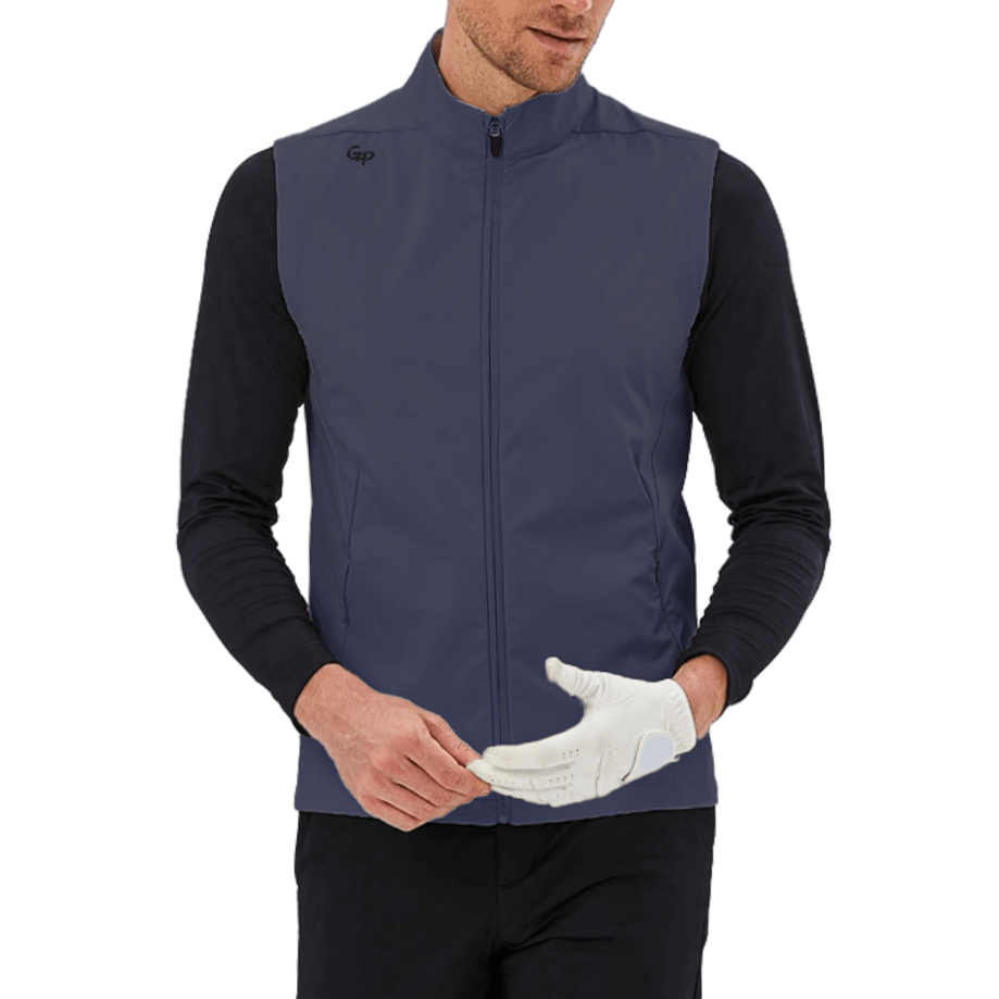 GoPlayer男高爾夫防潑水運動背心(深藍)