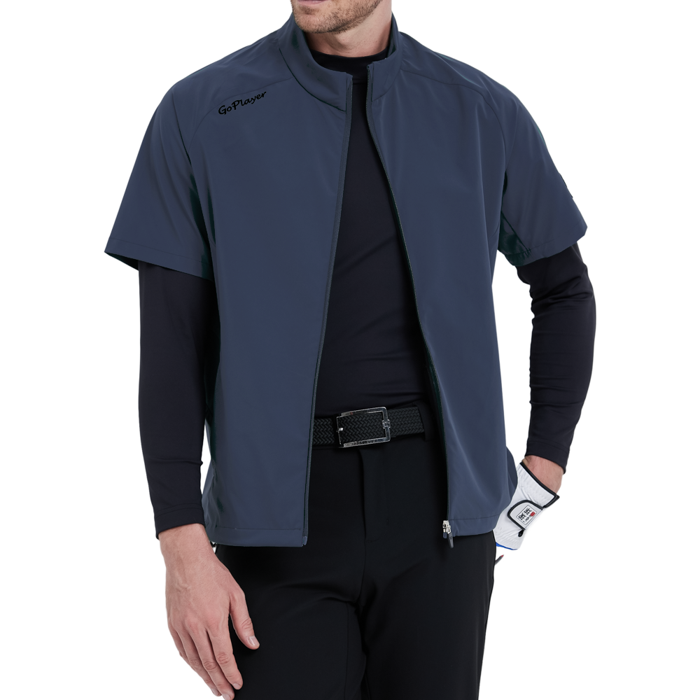 GoPlayer男高爾夫短袖運動背心(深藍)