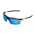 GoPlayer Lightweight Sunglasses (Sand Black Frame with White and Blue Lenses)