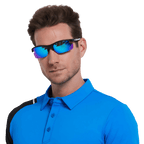 GoPlayer輕量太陽眼鏡(砂黑框鍍白藍片)