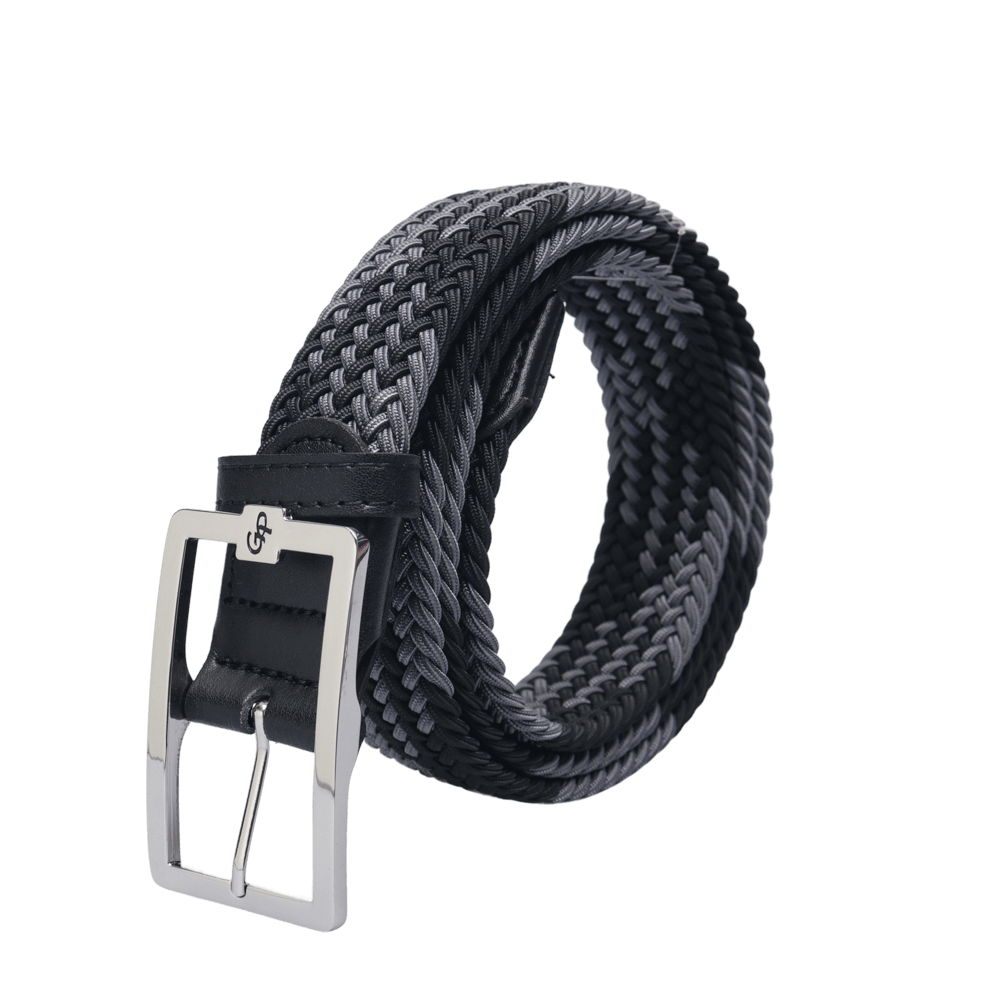 GoPlayer男高爾夫鬆緊皮帶(黑灰)