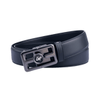 GoPlayer自動滑扣牛皮皮帶(黑)