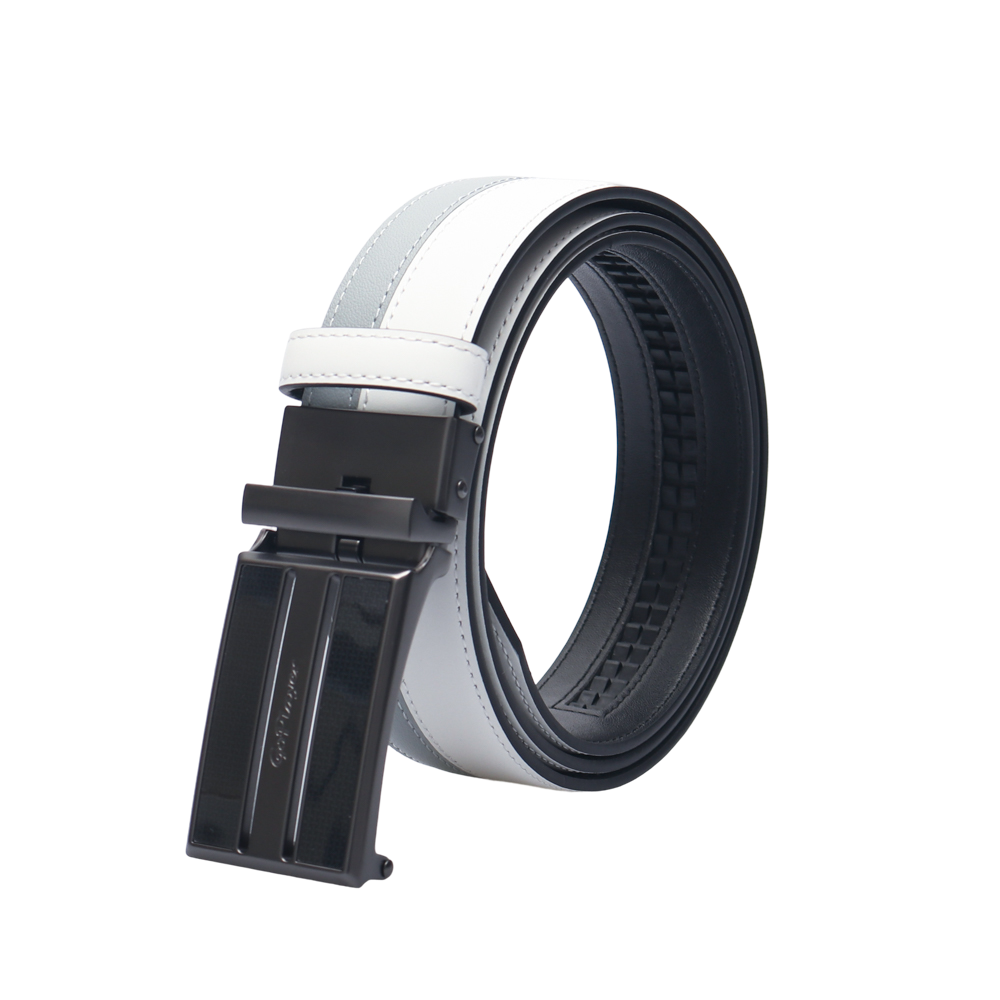 GoPlayer雙色滑扣牛皮皮帶(白)