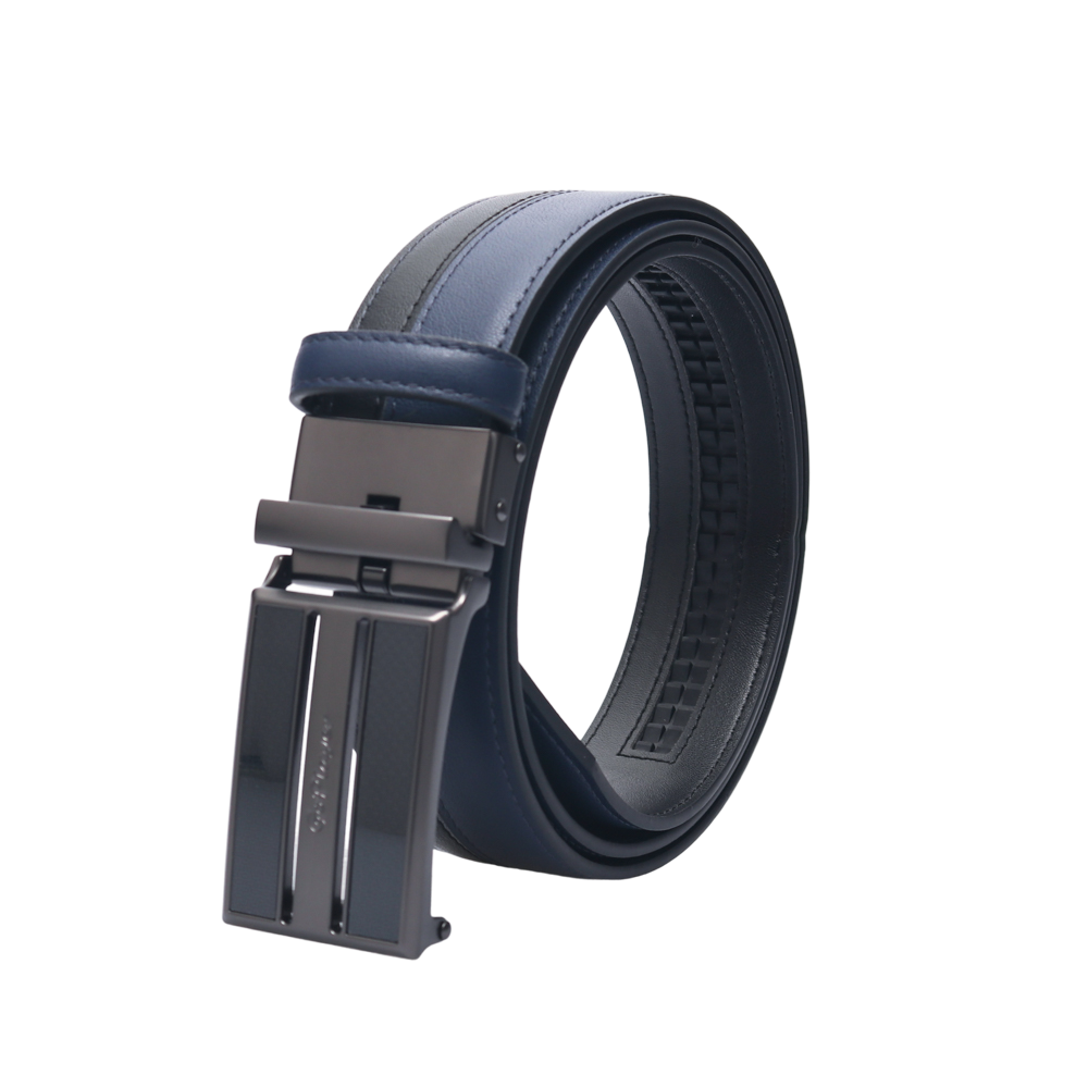 GoPlayer雙色滑扣牛皮皮帶(藏青)