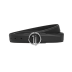 GoPlayer女平紋頭層牛皮皮帶(黑)