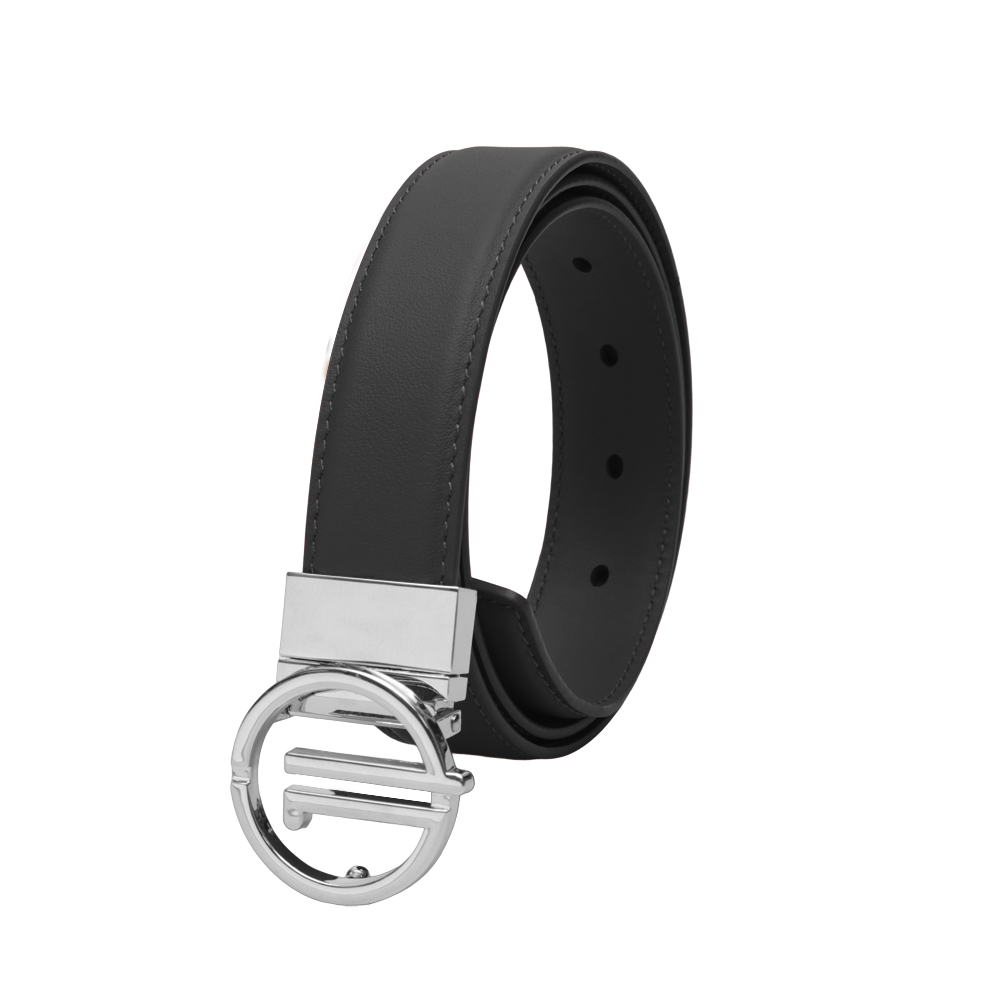 GoPlayer女平紋頭層牛皮皮帶(黑)