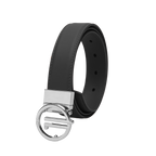 GoPlayer女平紋頭層牛皮皮帶(黑)