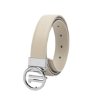 GoPlayer女平紋頭層牛皮皮帶(杏色)