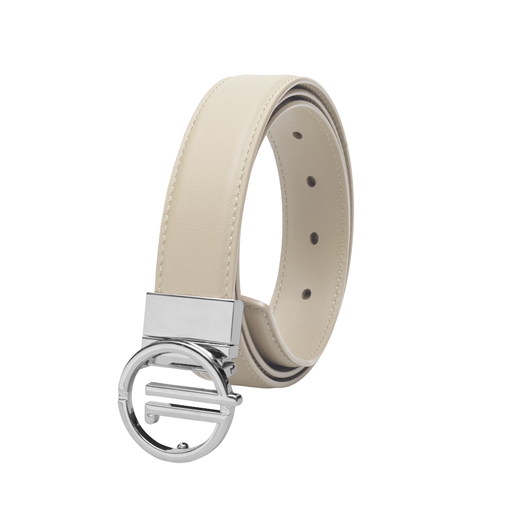 GoPlayer Women's Plain Grain Top Grain Leather Belt (Apricot)