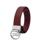 GoPlayer女平紋頭層牛皮皮帶(酒紅)