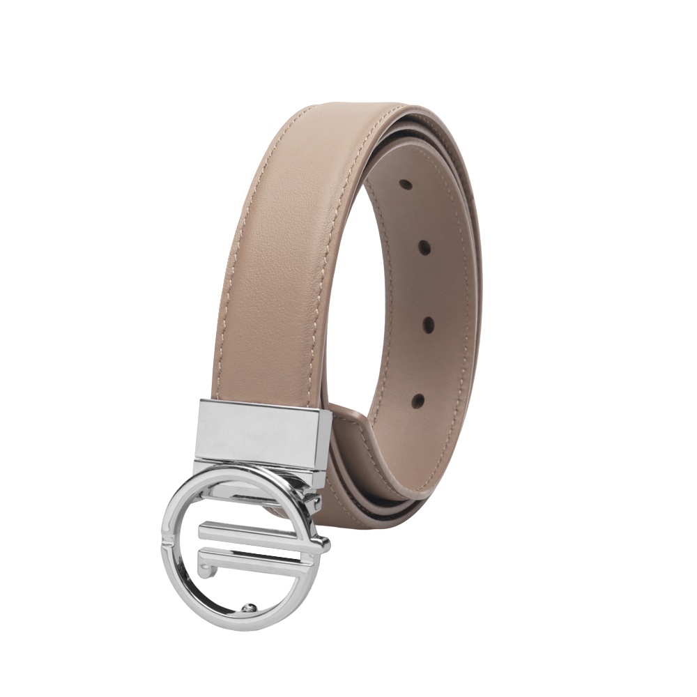 GoPlayer Women's Plain Grain Top Grain Leather Belt (Khaki)