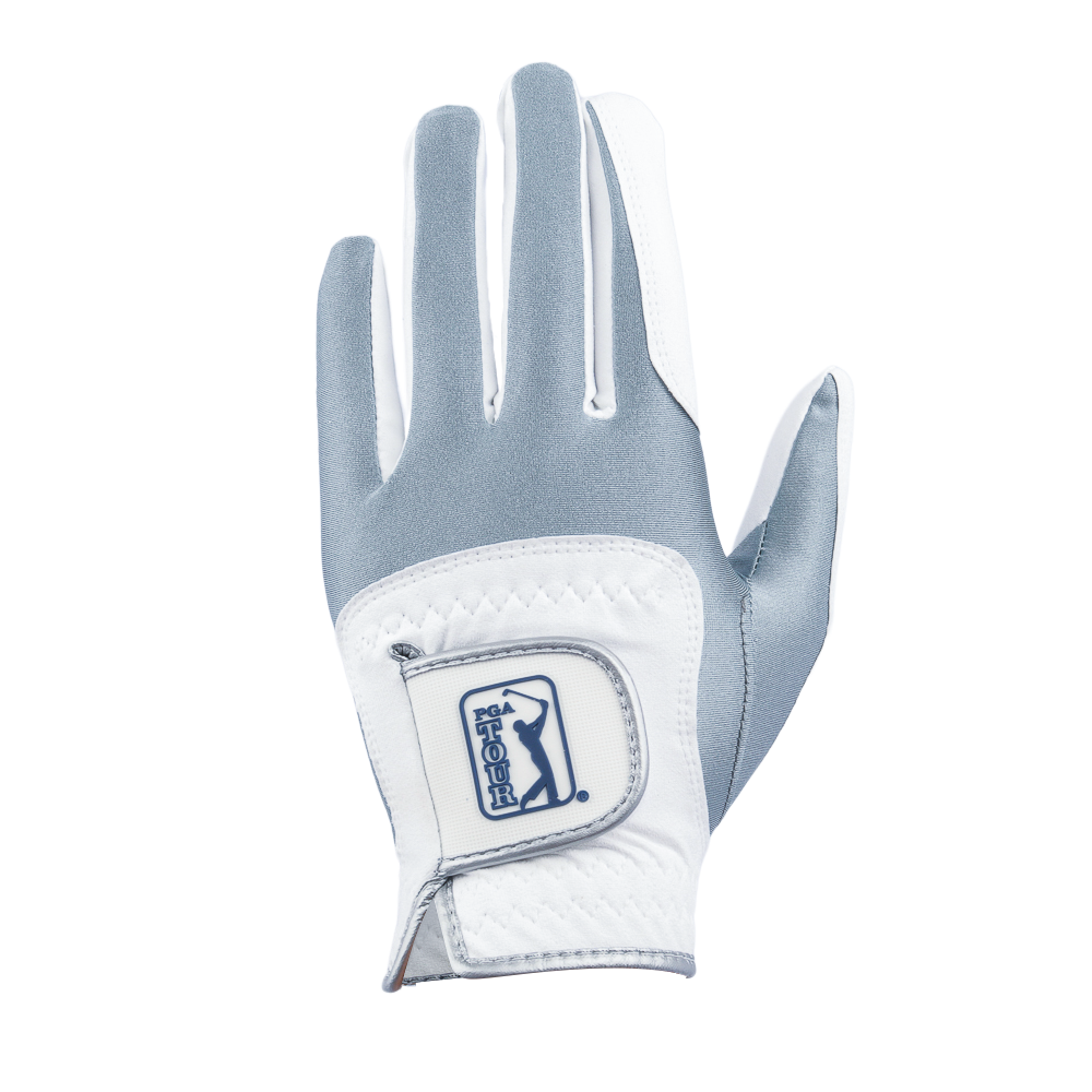 PGA Men's Golf Elastic Non-slip Gloves (White Gray)