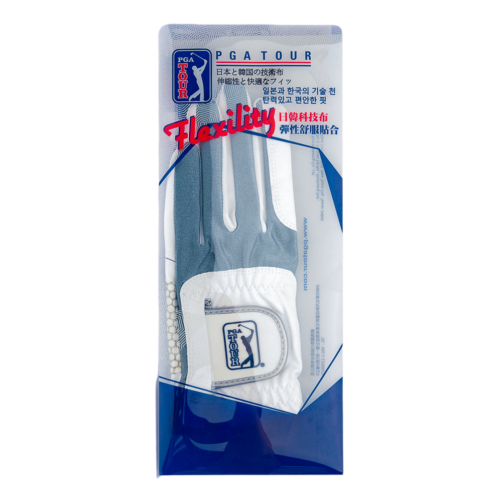 PGA Men's Golf Elastic Non-slip Gloves (White Gray)