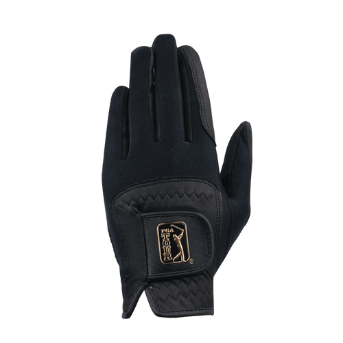 PGA男高爾夫彈性布防滑手套(黑金)