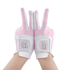 PGA女高爾夫彈性布防滑手套(白粉)