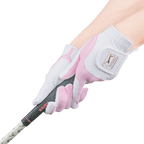 PGA女高爾夫彈性布防滑手套(白粉)