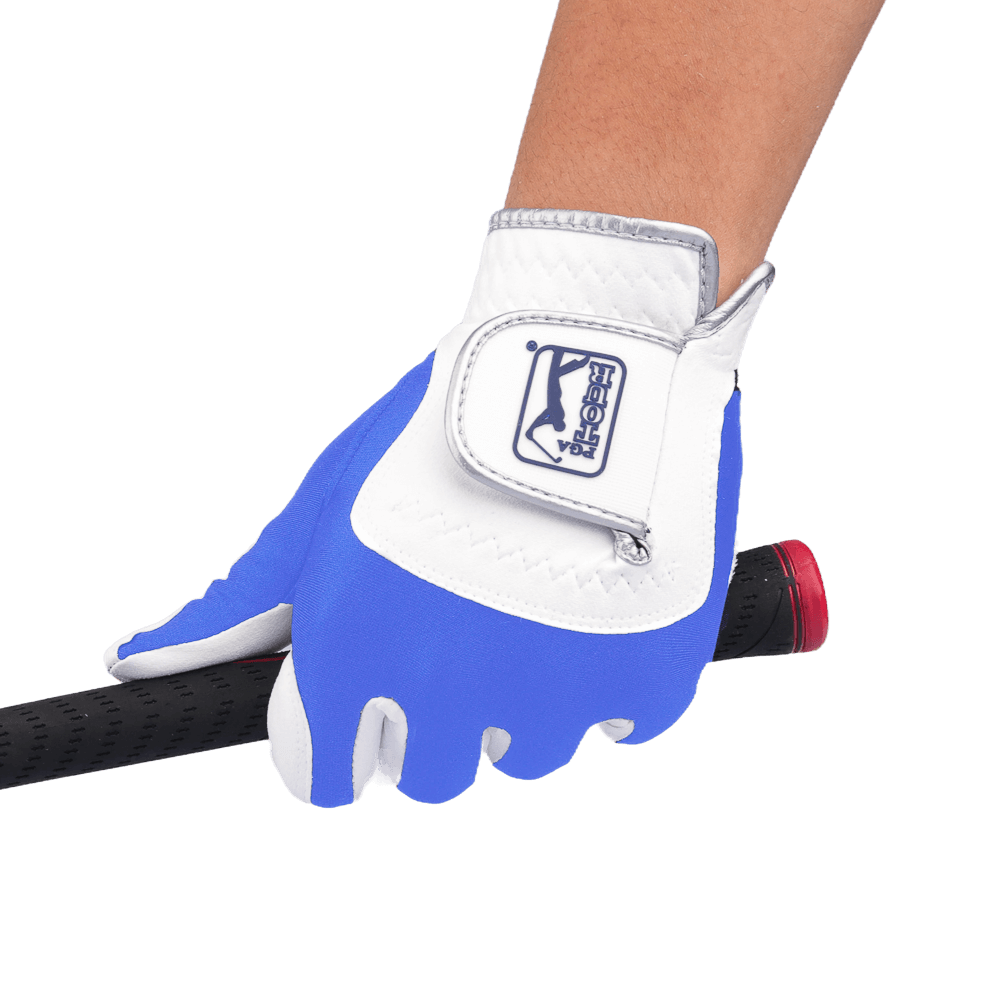 PGA Men's Golf Elastic Cloth Anti-Slip Gloves (White Blue)