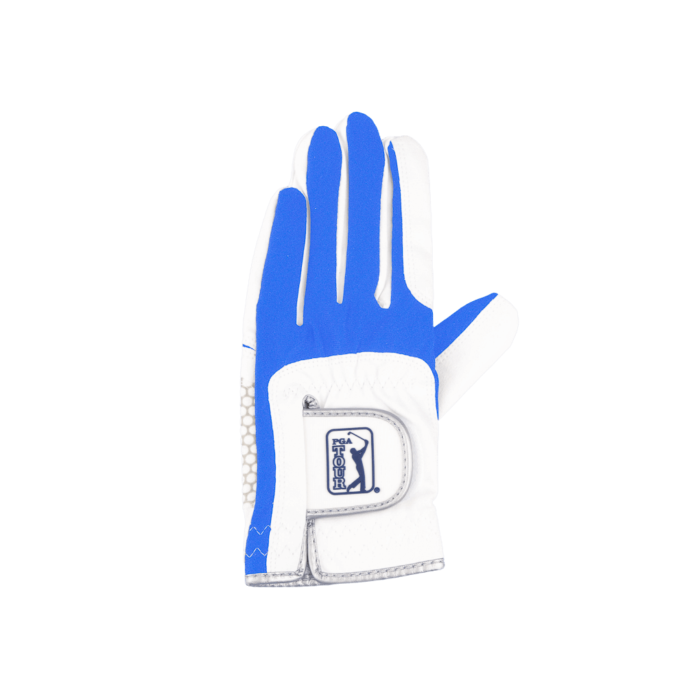 PGA Men's Golf Elastic Cloth Anti-Slip Gloves (White Blue)