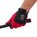 PGA男高爾夫彈性布防滑手套(黑紅)