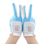 PGA women's golf elastic cloth non-slip gloves (white and light blue)