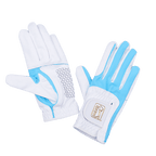 PGA women's golf elastic cloth non-slip gloves (white and light blue)