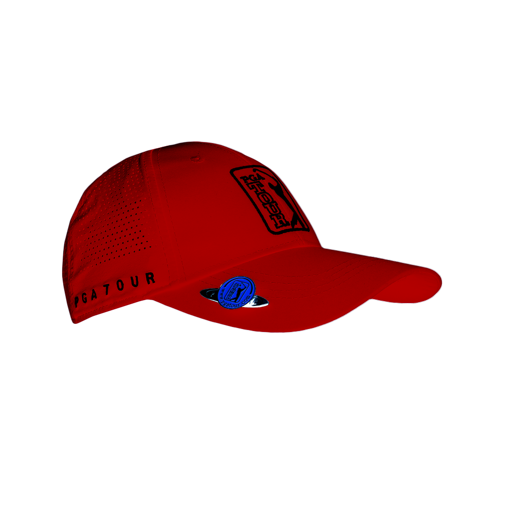PGA高爾夫沖孔球標帽(紅)