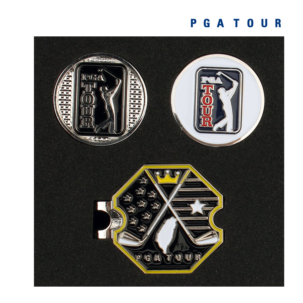 PGA TOUR hexagonal base + double cap clip (black)
