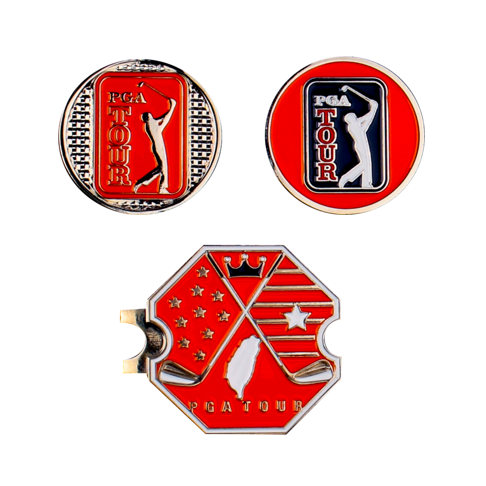 PGA TOUR六角底座+雙帽夾(橘)