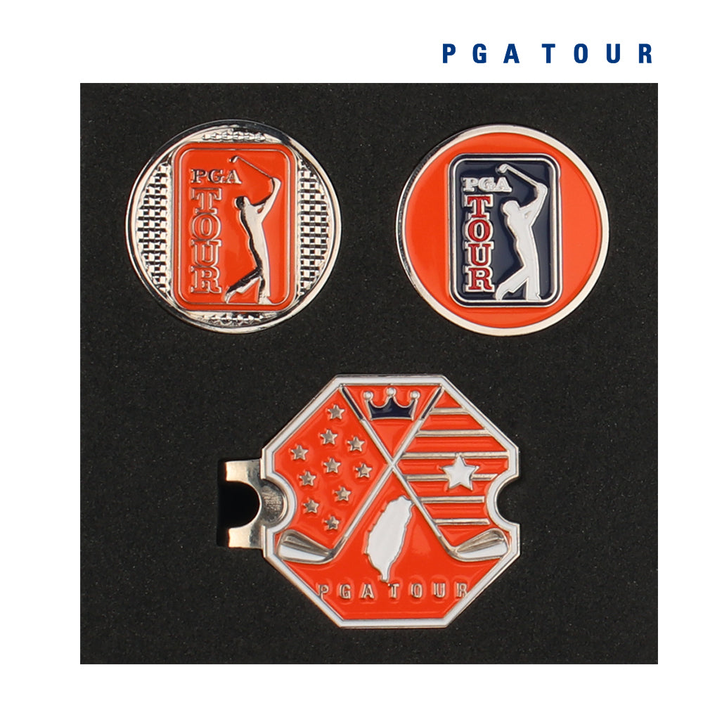 PGA TOUR六角底座+雙帽夾(橘)