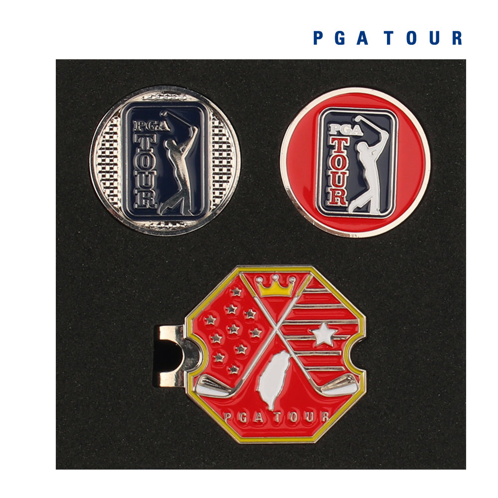 PGA TOUR六角底座+雙帽夾(紅)