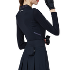 涼感小立領冰絲防曬連袖女上衣(黑)