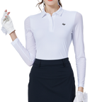 珠鏈領冰絲防曬連袖女上衣(白)