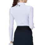 珠鏈領冰絲防曬連袖女上衣(白)