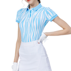 彩條翻領女短袖上衣(彩蘭)