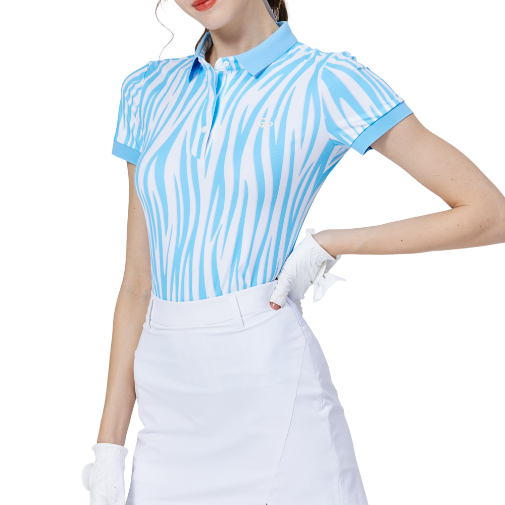 彩條翻領女短袖上衣(彩蘭)