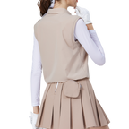 寬鬆版假兩件涼感女連袖無袖衣(卡其)