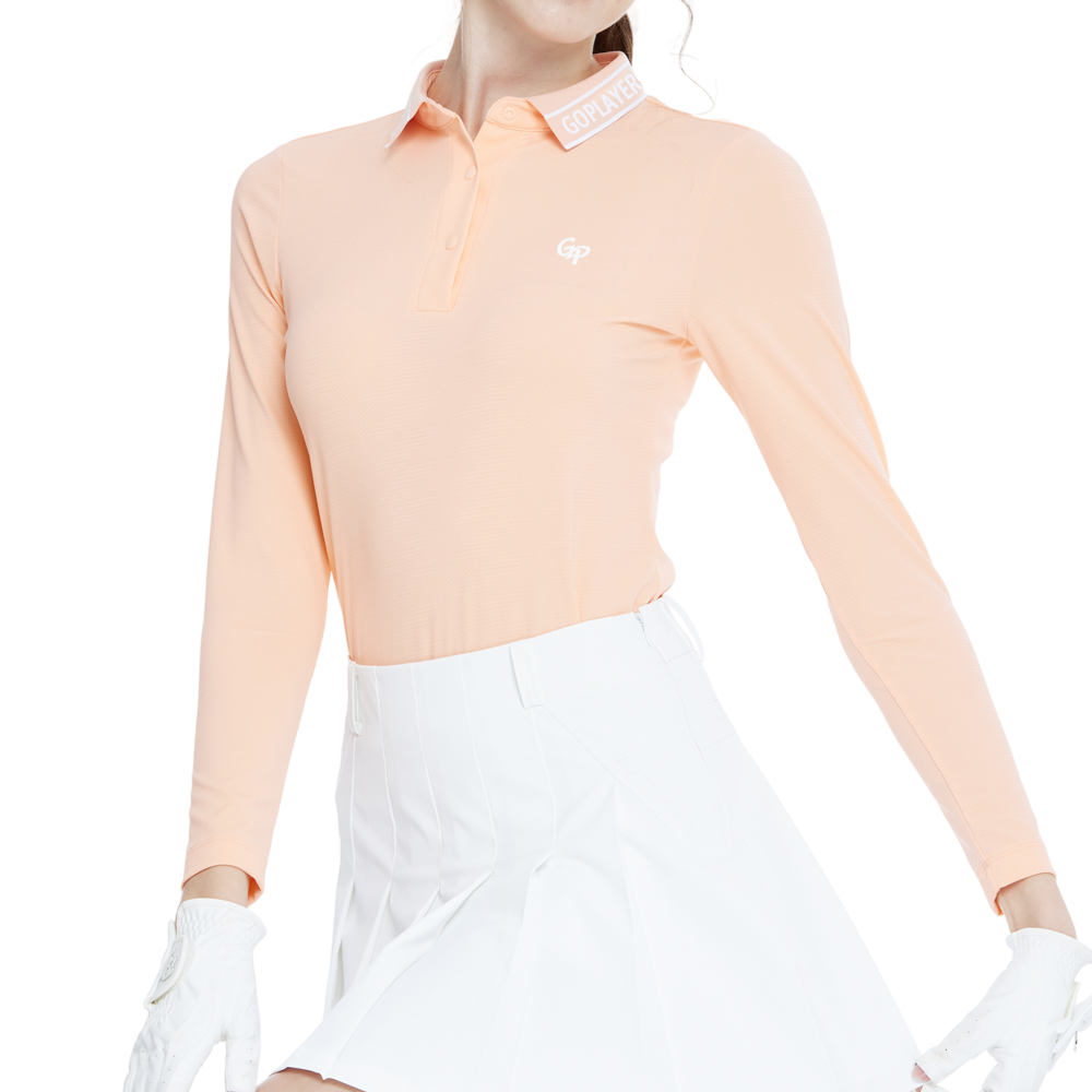 Knitted jacquard collar long-sleeved top (orange)