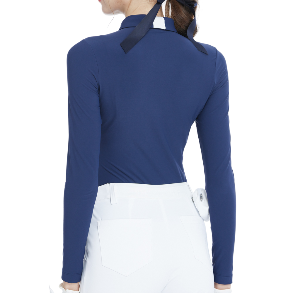 Collared, fitted waist, long-sleeved top (royal blue)