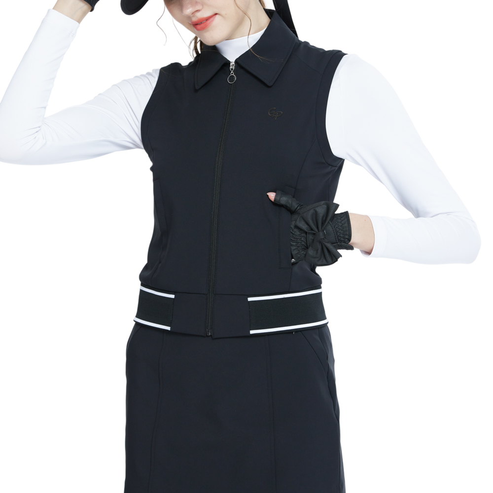 Short-sleeved double-layered vest (black)